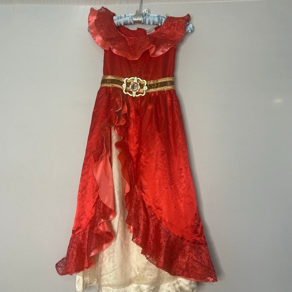 Disney Elena of Avalor Girls Costume Dress Size 4-6X Red Princess Gown